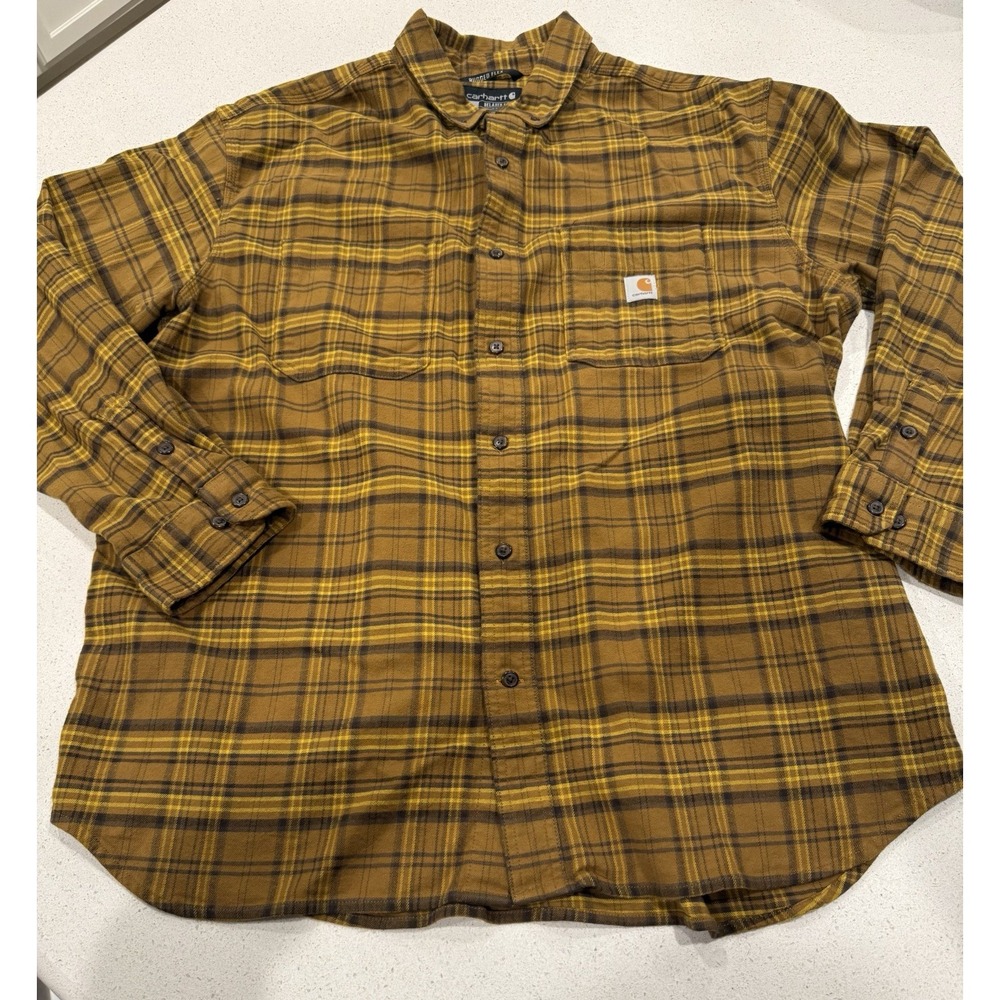 Carhartt Flannel Shirt Mens XL Plaid Relaxed Fit Rugged Flex Midweight